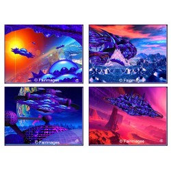 Assortiment N° 1 de 4 cartes cosmiques